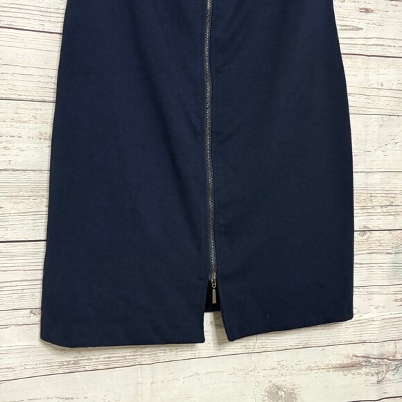 Calvin Klein navy Blue Zip Up Pencil Dress w Shoulder Pads Sz 8 - Picture 4 of 7